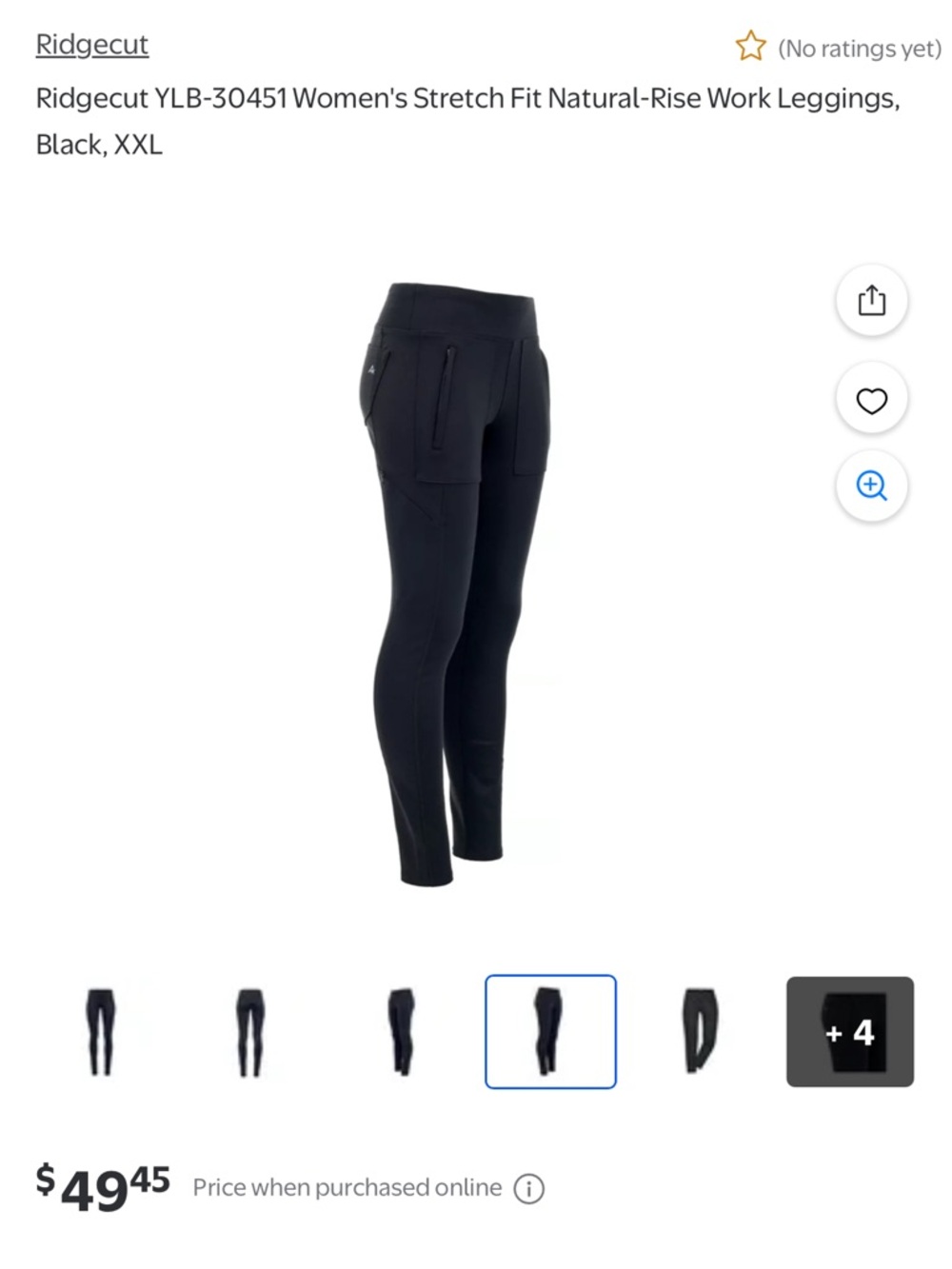 Ridgecut Women's Stretch Fit Natural-Rise Work Leggings - Black